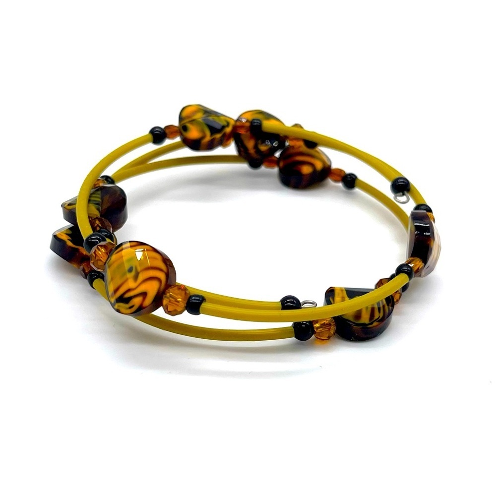 Amber and Tigers Eye Coiled Bracelet